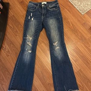 Flare destruction jeans are the it item right now!